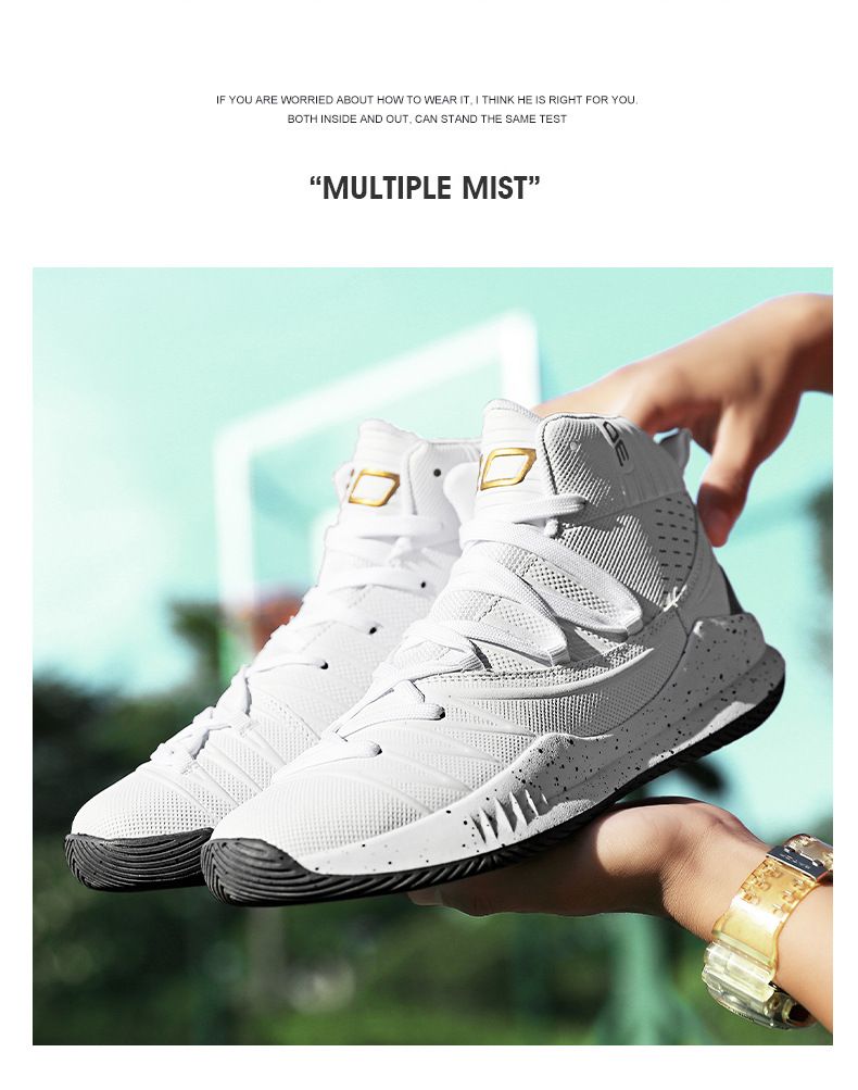 Basketballschuhe mit mittlerem Schaft, weiße Herrenschuhe für Herbst und Winter, vielseitige Sommerschuhe, schlichte Basketballschuhe mit hohem Schaft für den Sommer für Studenten_voghion.com