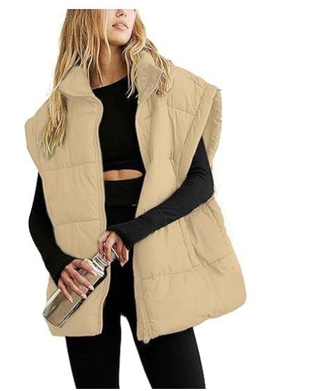 Women's Lightweight Zip-Up Puffer Vest With Stand Collar & Pockets - Casual Outerwear For Fall & Winter (Multiple Colors & Sizes)_voghion.com