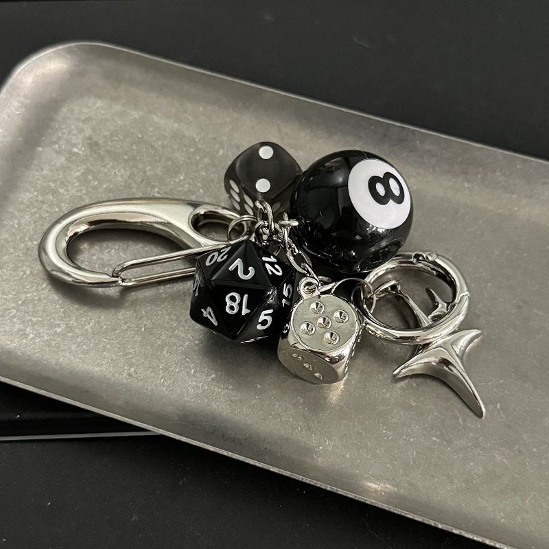 Men And Women's Jewelry Ironworks Original Dice Black 8 Beaded Bag Charm Handmade Trendy Design Keychain Accessory For Outfit Styling_voghion.com