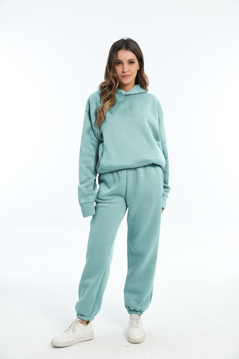 Felpa a maniche lunghe ispessita e pantaloni da donna alla moda casual_voghion.com
