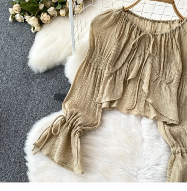 Conjunto de dos piezas de falda de gasa estilo retro chic de Hong Kong para mujer_voghion.com