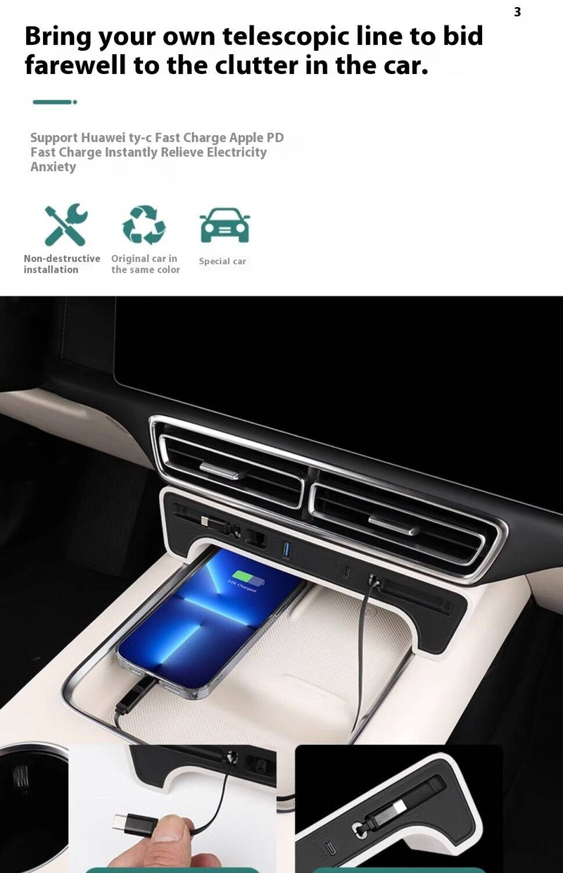 lixiang L9L8L7L6 autotelefoonlader, met 4 plug-in interfaces, 45W supersnel opladen, autovergrendeling uitschakelen, niet-destructieve installatie_voghion.com