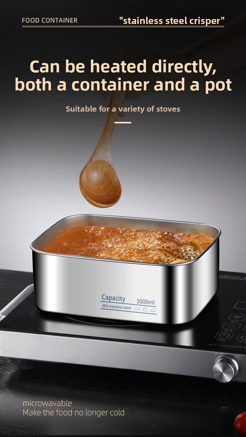 304 Stainless Steel Food Storage Container Airtight Microwave Safe Lunch Box For Home & Office (BPA-Free Dishwasher Friendly)_voghion.com