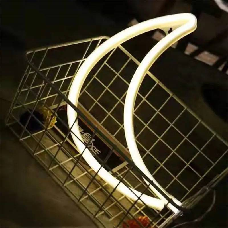 Appliques murales LED néon – Décoration à piles avec motifs d'amour, de flamants roses, de cactus et d'étoiles pour chambre, fête et photo (rose, vert, blanc chaud, 5 à 11 LED)_voghion.com