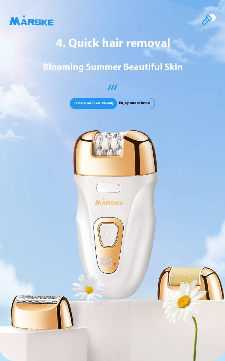 MARSKE 3-in-1 Electric Hair Removal Device For Women - Painless Epilator, Foot File & Bikini Trimmer, USB Rechargeable, Waterproof_voghion.com