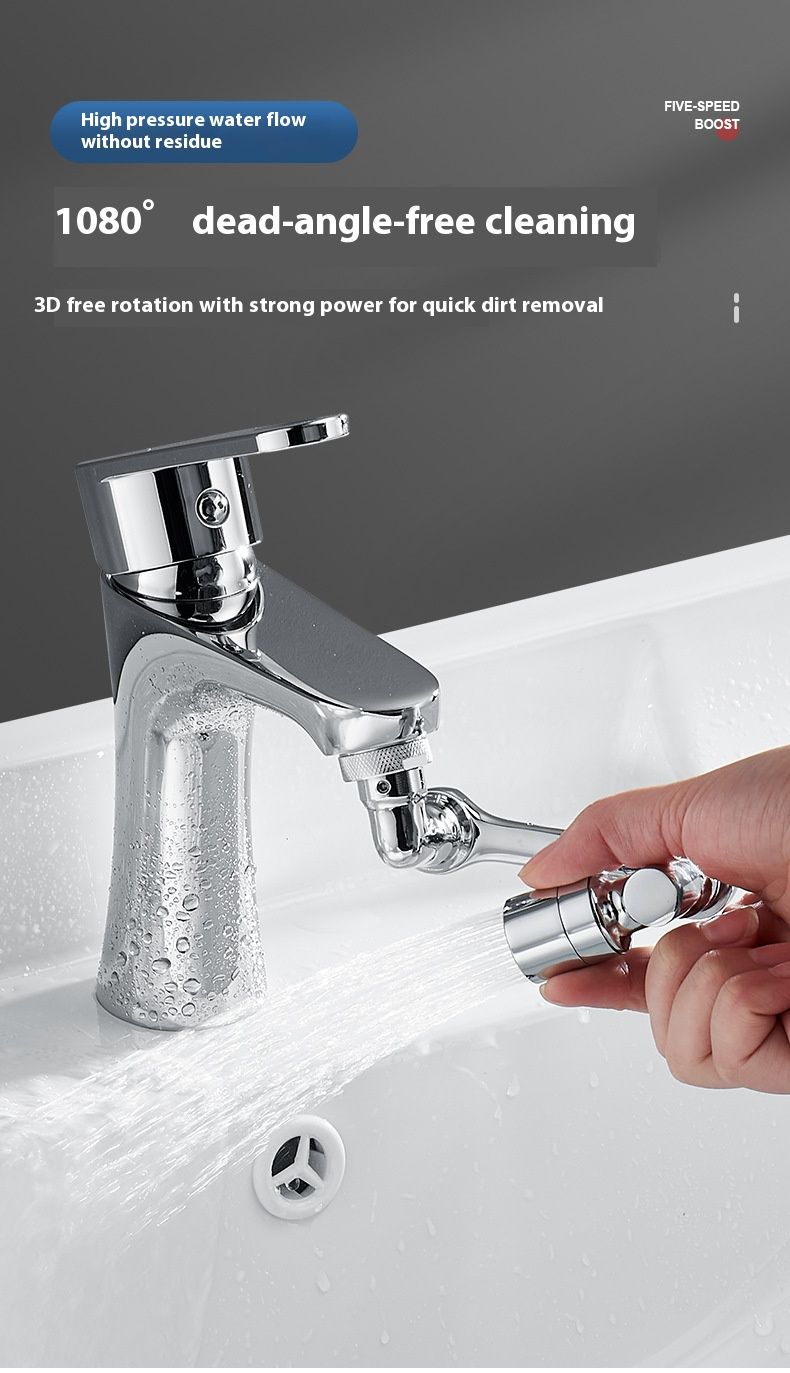 360° drehbarer Wasserhahn-Verlängerungsarm – verstellbarer Schwenkadapter aus Zinklegierung/Kupfer mit Spritzschutz-Design, universell passend für moderne Spülbecken_voghion.com