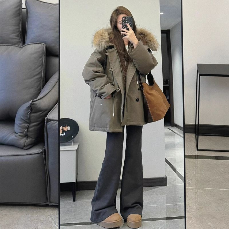 Zimowy damski płaszcz puchowy o długim fasonie ze sztucznego kożucha – ciepła kurtka z podszewką z polaru w rozmiarach Petite i Standard_voghion.com