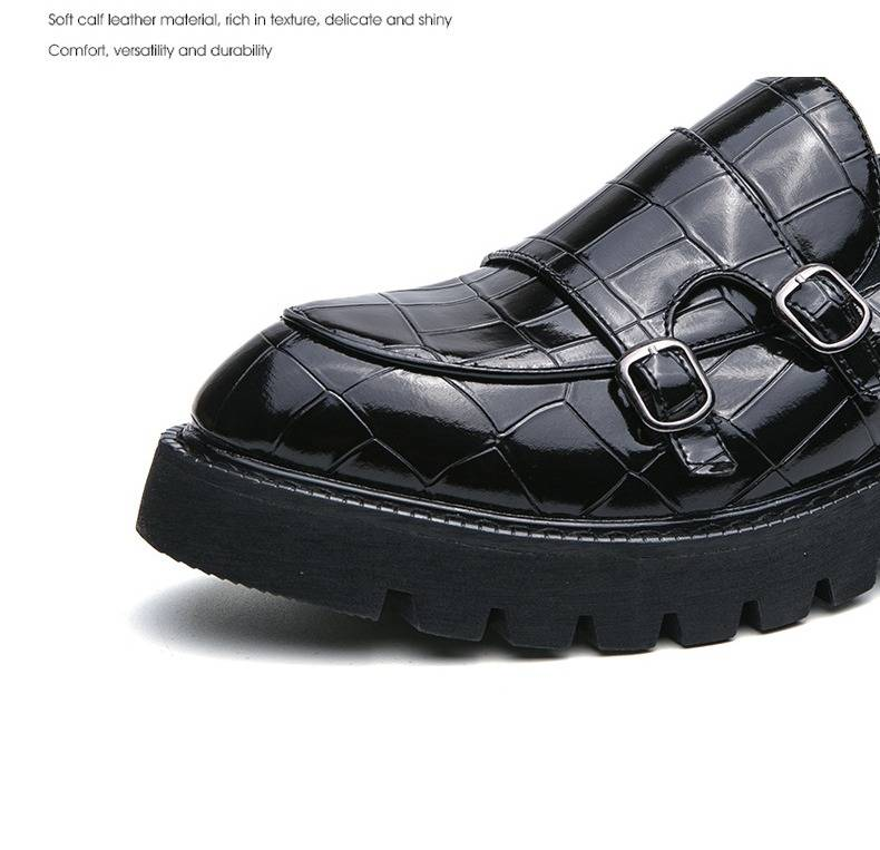 Men's British Style Platform Loafers - Chunky Round Toe Workwear Casual Shoes For Wedding & Daily Wear (Black/Green/Blue, Sizes 37-46)_voghion.com