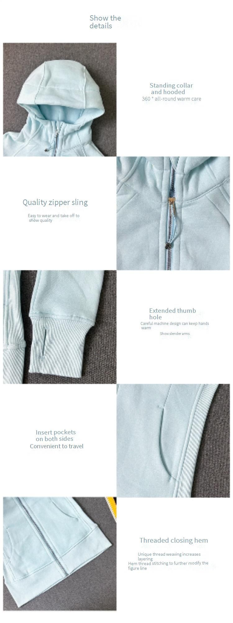 Slim-Fit Scuba-Hoodie für Damen mit goldenem Reißverschluss – Fleecegefüttert, warm und stylisch für Herbst und Winter – Yoga, Laufen, Fitnessstudio_voghion.com