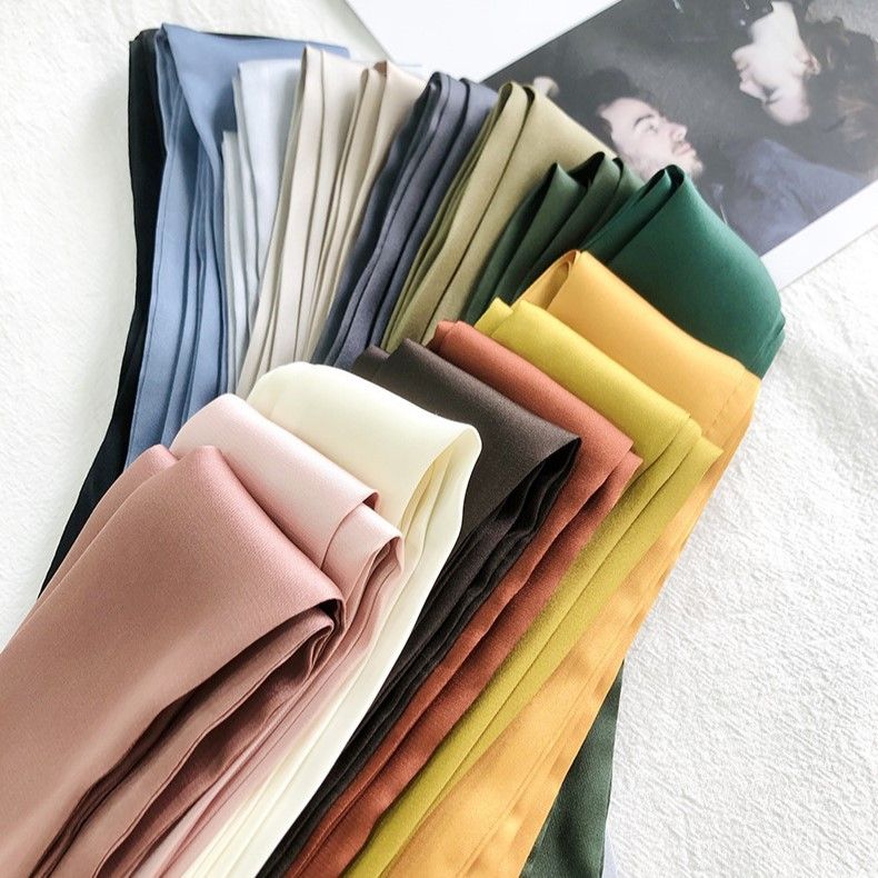 New Super Long Solid Color Narrow Long Silk Scarf, Versatile Small Scarf, Decorative Head Scarf_voghion.com