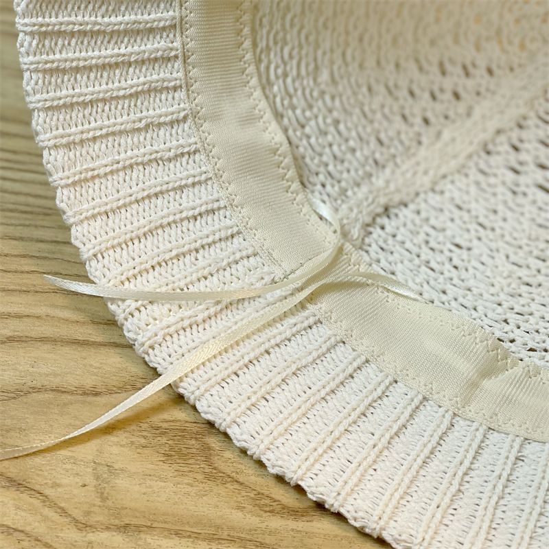 2024 Spring/summer New Korean Version of Niche Knitted Fisherman Hat Women's Hollowed Out Basin Hat Plain and Versatile Bucket Hat_voghion.com