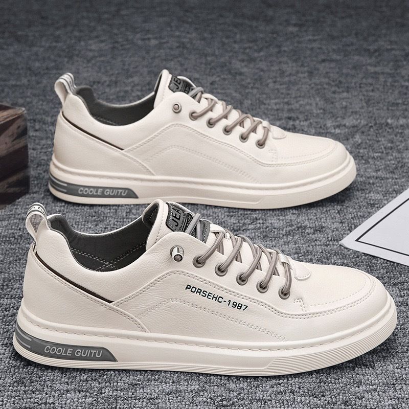 Euro Step Sommer Atmungsaktive Weiße Flache Herren Freizeitschuhe Aus Leder Vielseitige Sportschuhe Ohne Schnürsenkel Trendy_voghion.com