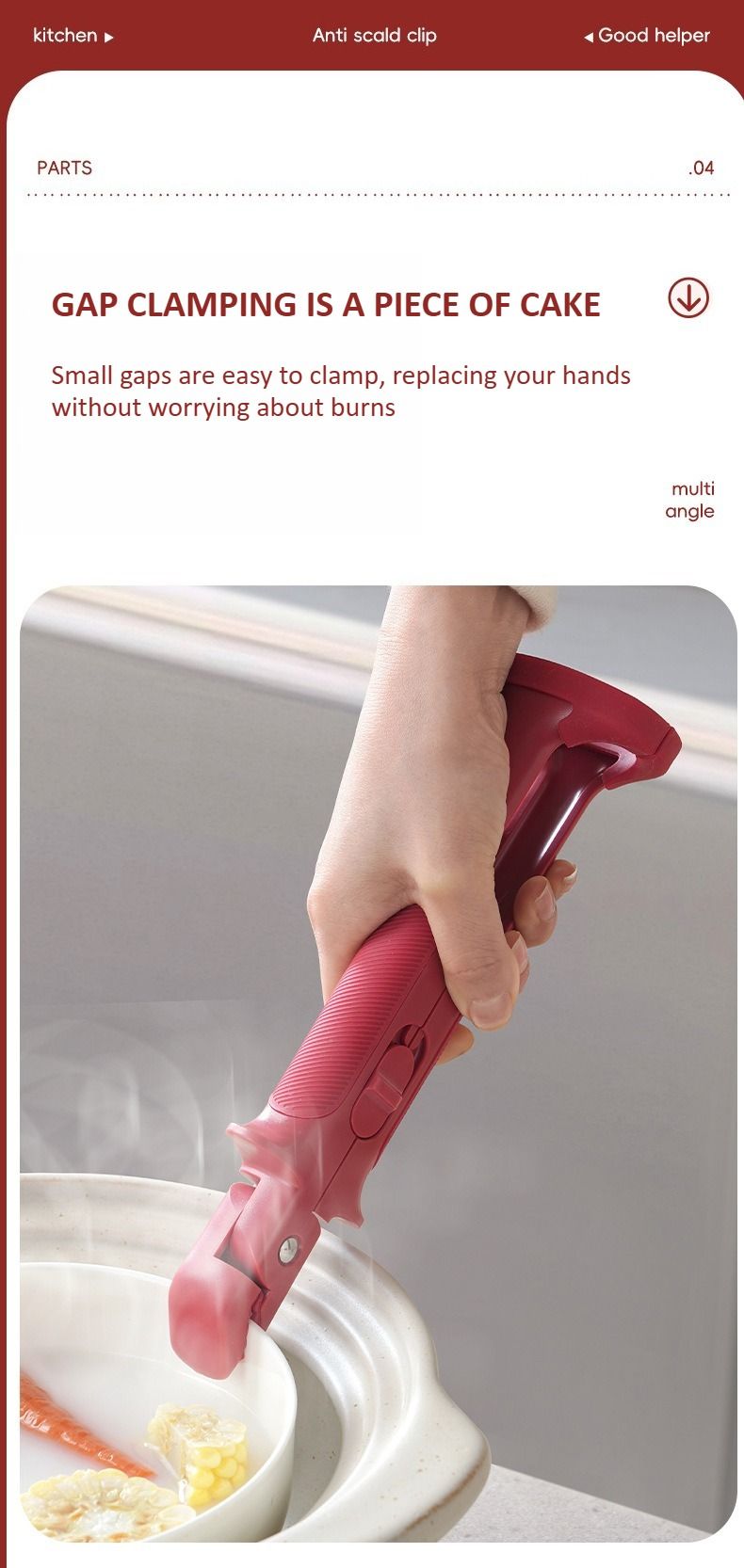 2-in-1 hitzebeständiger Verbrühschutzclip aus Silikon | Sicherer Schüsselgreifer und Küchenzange | Mehrzweck-Verbrühschutz-Silikongreifer_voghion.com