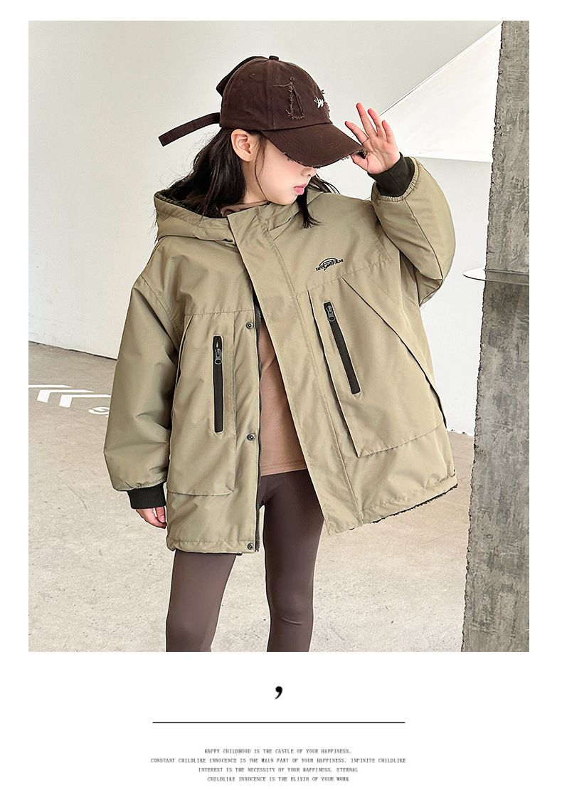 Reversible Kids Fleece Jacket – Korean-Style Windproof Outerwear For Boys & Girls (120-170cm, 3000mm Waterproof, Dual-Layer Warmth)_voghion.com
