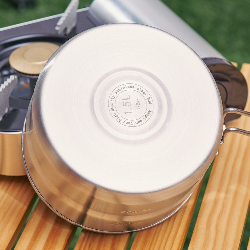 304 Stainless Steel Camping Cookware Set - Portable Folding Handle Pot For Hiking/Picnic (Multi-Functional Outdoor Cooking Kit)_voghion.com