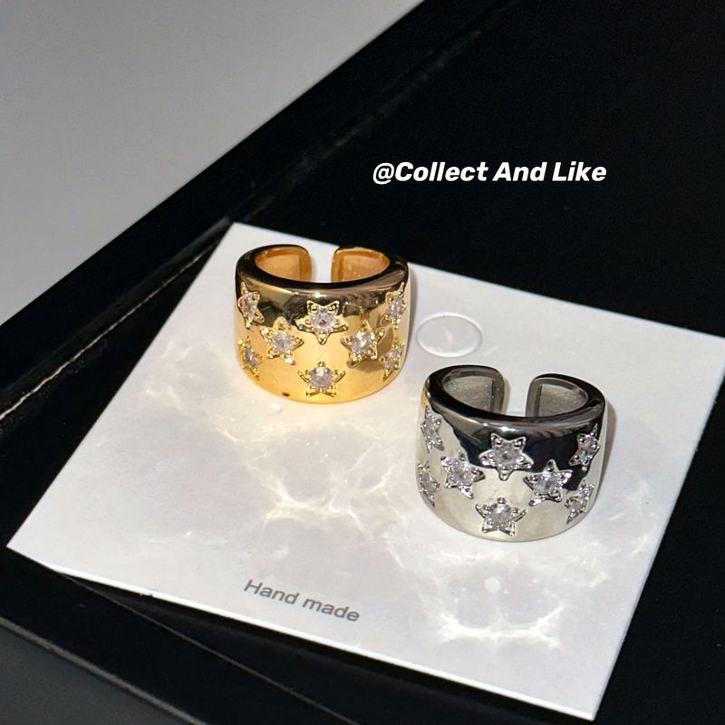 Design di nicchia coreano con stella e zirconi, fascia larga per donne, gioielli di lusso leggeri e di alta qualità per celebrità su Internet_voghion.com