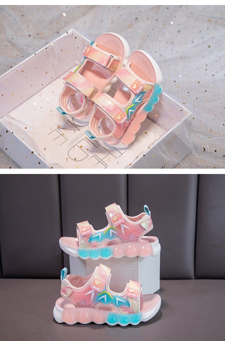 Sandali sportivi arcobaleno per bambini 2024 Estate Nuovo antiscivolo Suola morbida verso l'esterno Indossare scarpe da spiaggia aperte per ragazzi e_voghion.com