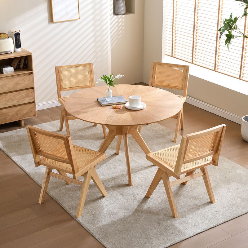 Modern Minimalist Dining Table, Natural, 47.6"x47.6"x30.7",Round_voghion.com