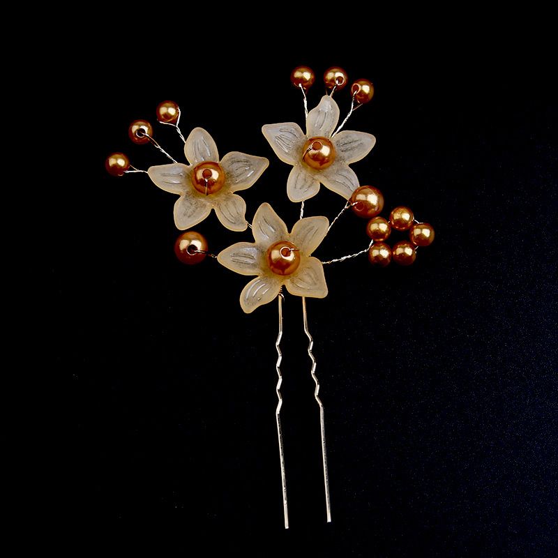 Copricapo in stile coreano, accessori per capelli con fiori smerigliati, gioielli fatti a mano per le nozze della sposa, forcina per capelli a forma di perla, arrotolata_voghion.com