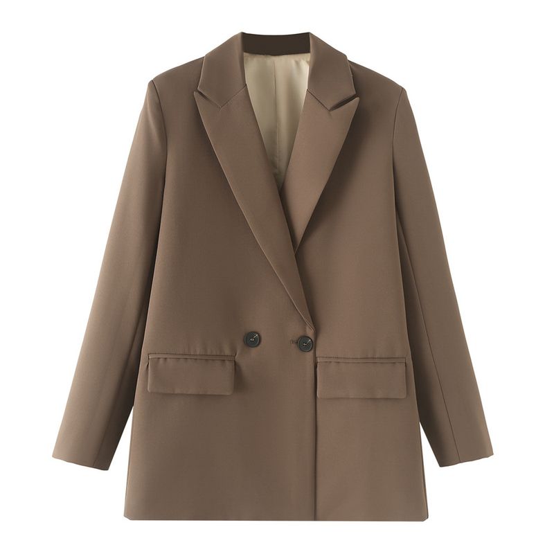 Suministro de ropa para mujer PB&ZA Ropa de mujer Otoño e invierno Nueva chaqueta de traje cruzada multicolor Top suelto_voghion.com