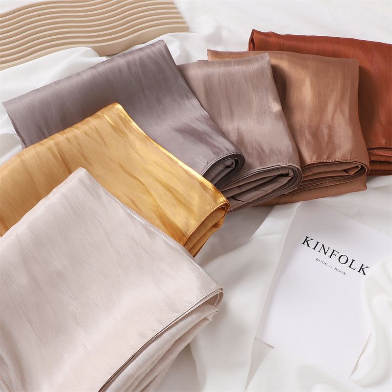 Unisex Solid color soft shimmering satin scarf women's scarf sunblock shawl Muslim_voghion.com