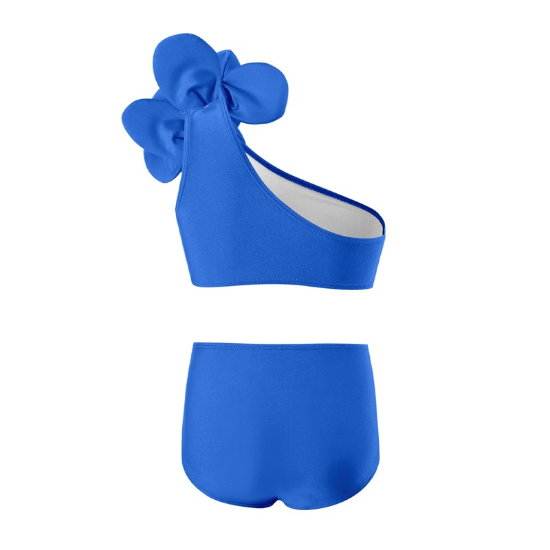 Maillot de bain familial maillot de bain pour enfants dans les petits enfants mignon couleur unie fendu en trois dimensions grande fleur maillot de bain_voghion.com