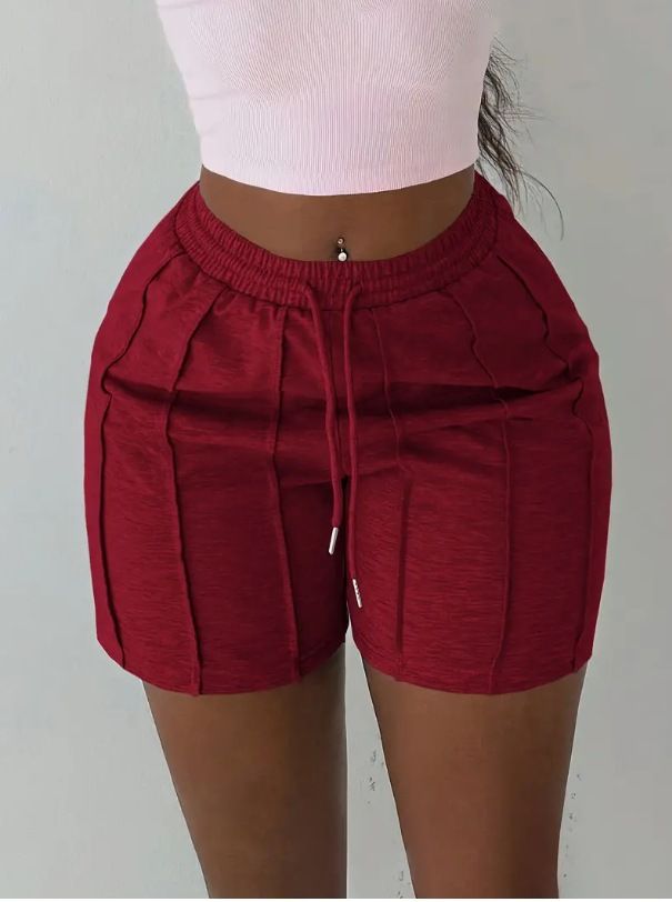 Vêtements pour femmes, loisirs d'été, sports, shorts à plis cure-dents sur le devant, pantalons de cyclisme, pantalons de sport, shorts gris clair_voghion.com