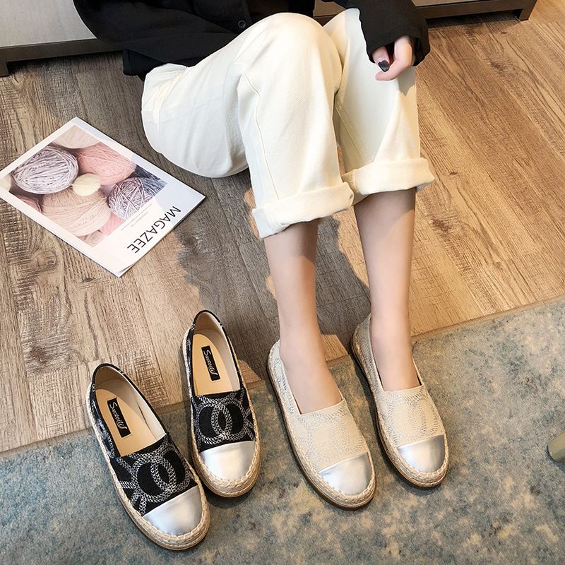 Desempenho de custo clássico sola plana única primavera e outono nova grama casual tecido corda de cânhamo sapatos de pescador, sola grossa feminina_voghion.com