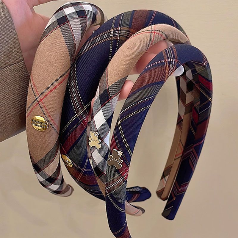 Fascia per capelli stile college autunno inverno per donna, fascia per capelli versatile alla moda di alta qualità, fascia per capelli con corona alta,_voghion.com