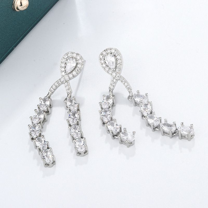 Baroque Colored Red Sapphire Square Diamond Elegant Drop Earrings Party Fashion Luxury Crystal Exaggerated Ins_voghion.com