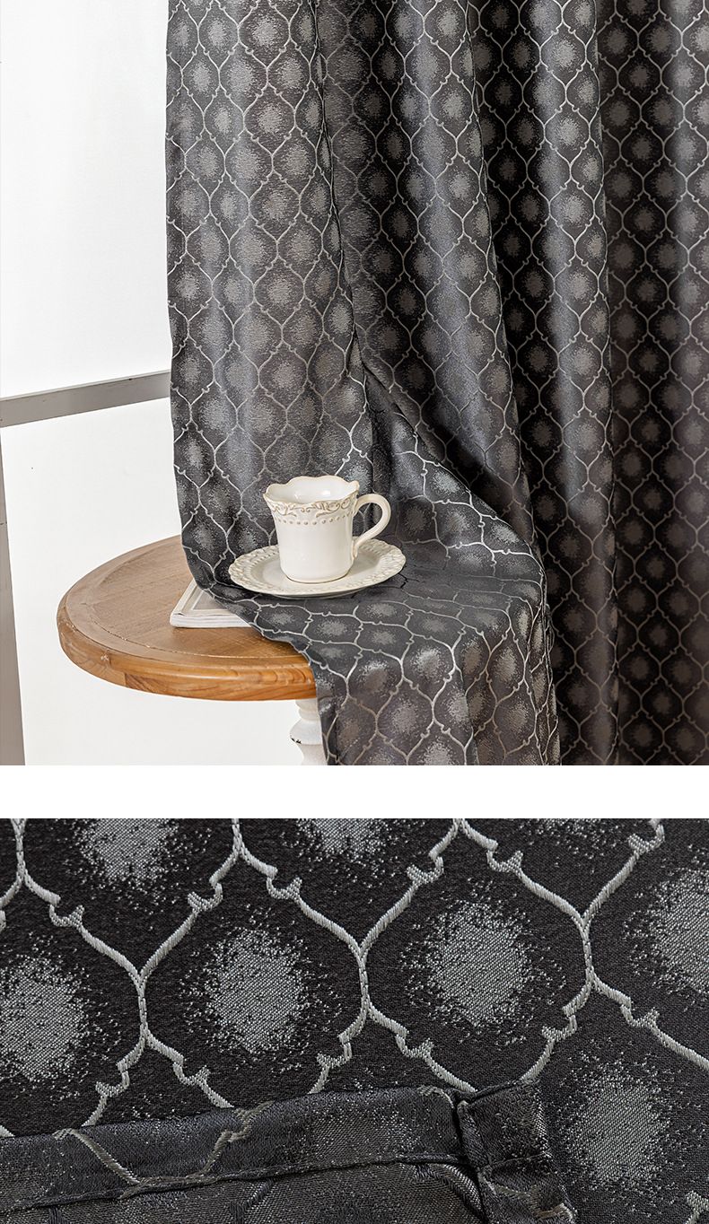 Premium Polyester Jacquard Blackout Curtains – Thermal Insulated Checkered Drapes For Living Room & Bedroom – 85% Light Blocking_voghion.com