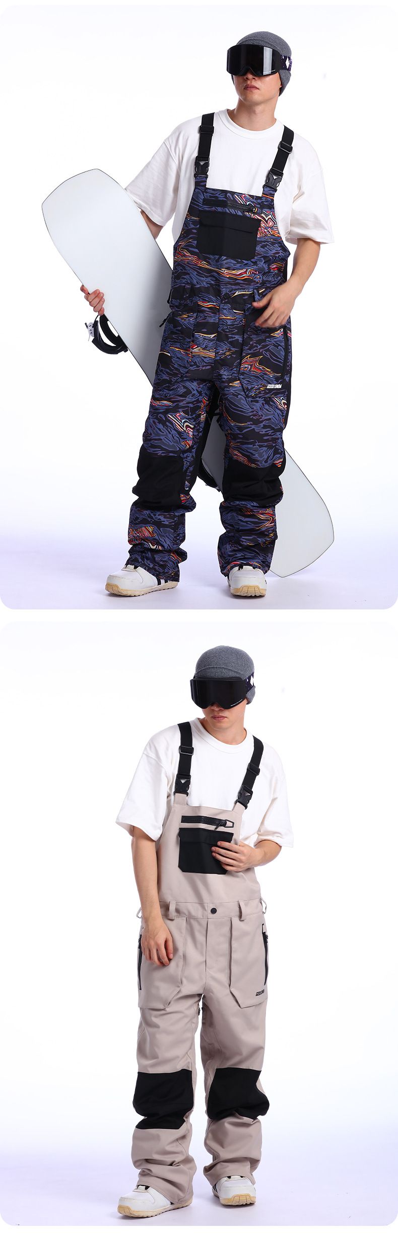 001 2425 New Me, Widproof, Warm, Waterproof, Sigle Ad Double Board, Foreig Trade Oe-Piece Ski Pats With Straps For_voghion.com