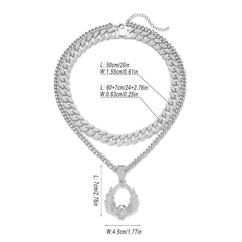 Legering skalle dubbelvingad hänge kubanska tillbehör halsband hiphop kostym Halloween dagligt bruk_voghion.com