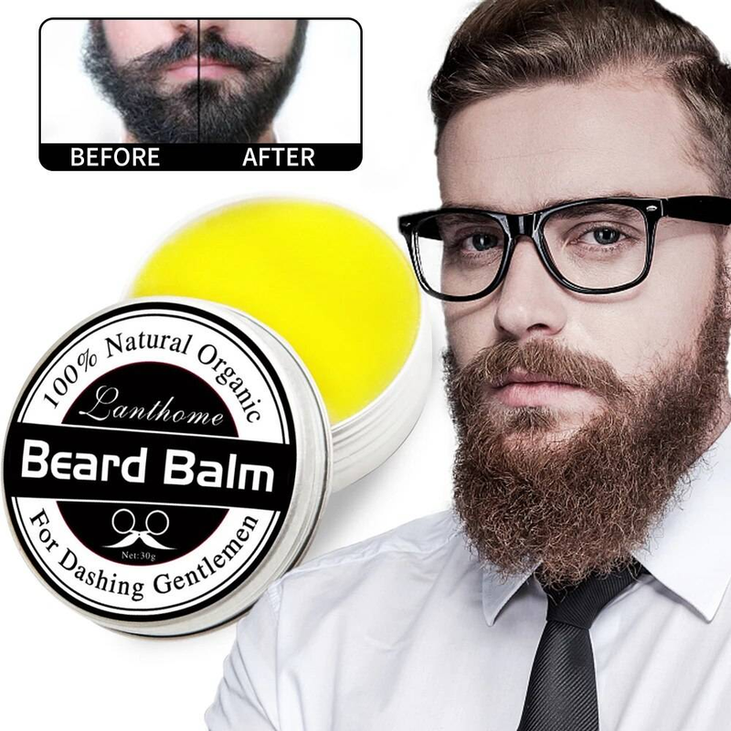 QLZHANFU 1PC 30g Cera per barba da uomo professionale Baffi Unguento Crema per barba naturale Balsamo per olio naturale Barba liscia Cura dello styling_voghion.com