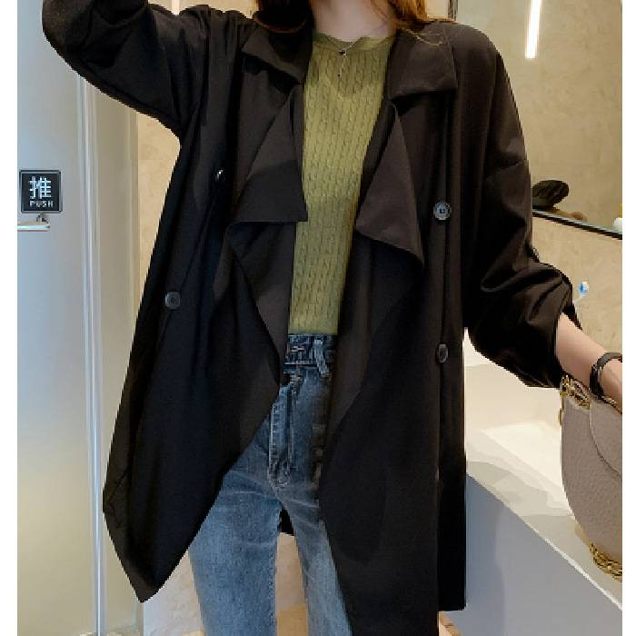 Damenbekleidung Windjacke Damen mittlerer und langer Stil kleiner dünner beliebter Manteljackentrend_voghion.com