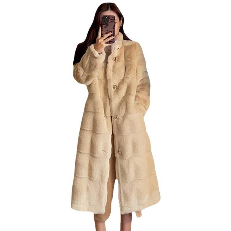 Damkläder mink päls ung stil medel och lång plysch topp förtjockad_voghion.com