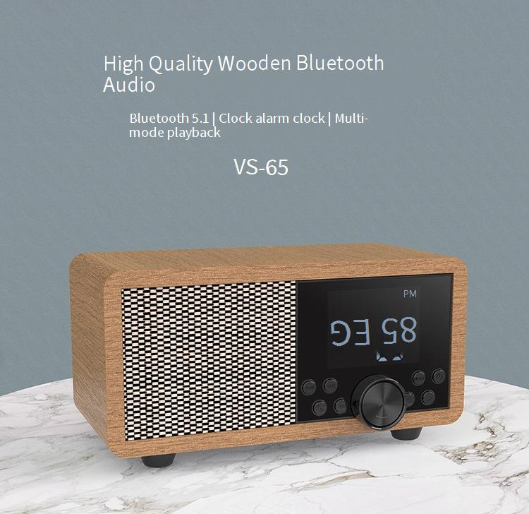 Home Garden New FM-Radio Wireless Holz Bluetooth Lautsprecher Subwoofer Kleine Lautsprecher Uhr Karte Retro Bluetooth Lautsprecher_voghion.com