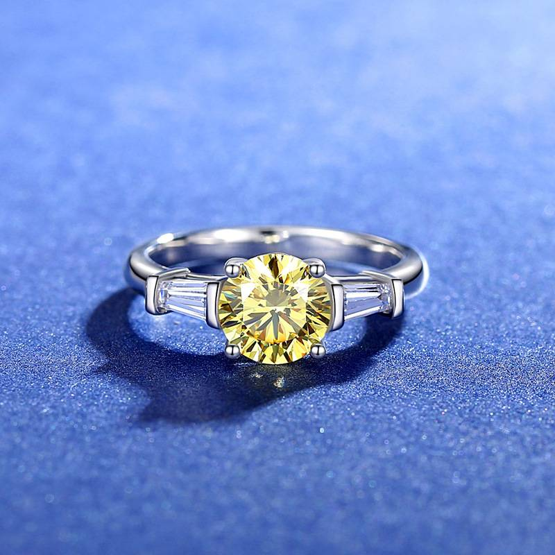 Sterling sølv Moissanit ring Tang importeret simuleringsdiamant temperament gul diamant fingerring_voghion.com