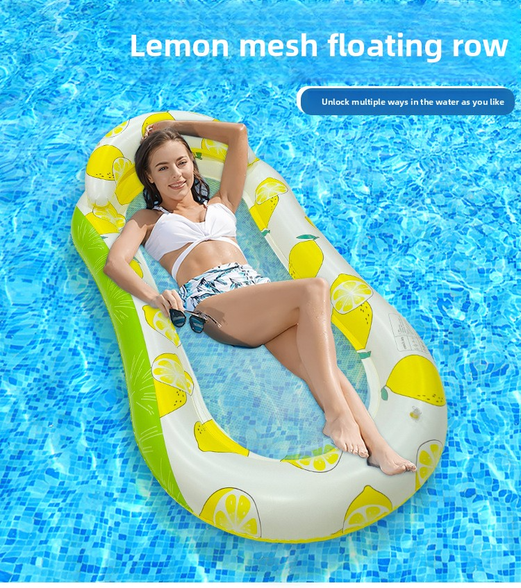 Lemon-Shaped Inflatable Lounge Chair - Breathable Mesh & Neck Support (Single Person Floating Chair Lightweight & Quick-Dry)_voghion.com