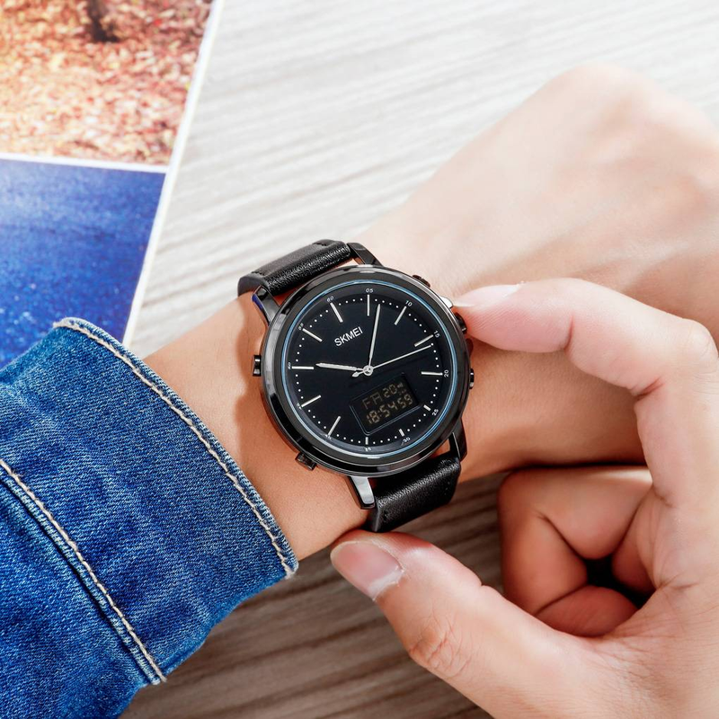 SKMEI Dual Time Smartwatch: Rose Gold/Black Options, 2 Time Zones, Stopwatch, Alarm, LED, 30M Water Resistant, Stylish Strap_voghion.com