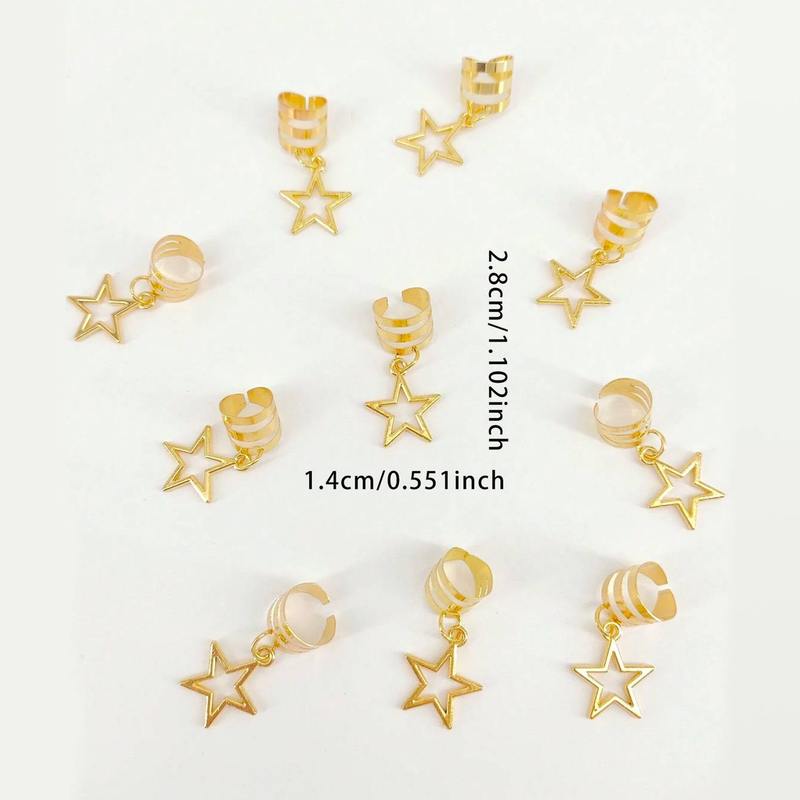 10 pezzi di accessori fai da te per dreadlock per parrucche, i più venduti in Europa e in America, anelli per extension a forma di stella con treccia traforata_voghion.com