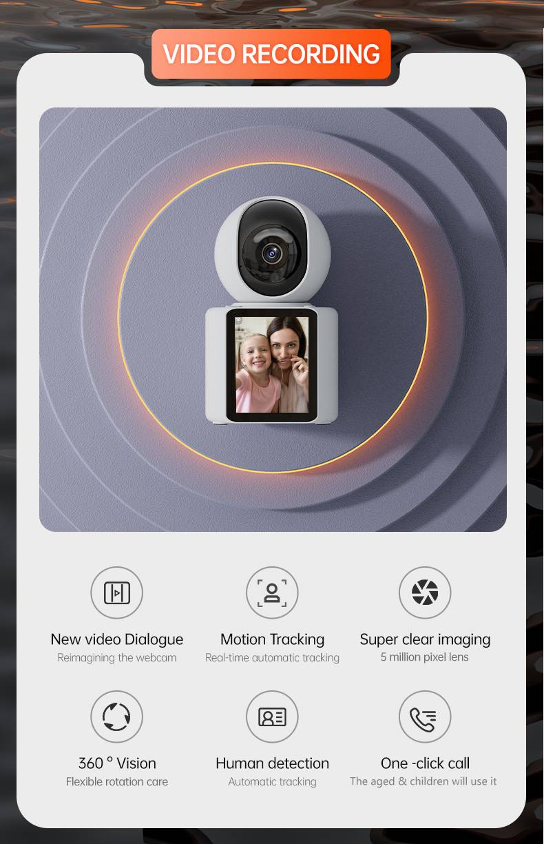 Smart Surveillance Camera With Visual Two-way Video Call, One-touch Call, Screen-equipped Home Baby Monitor_voghion.com