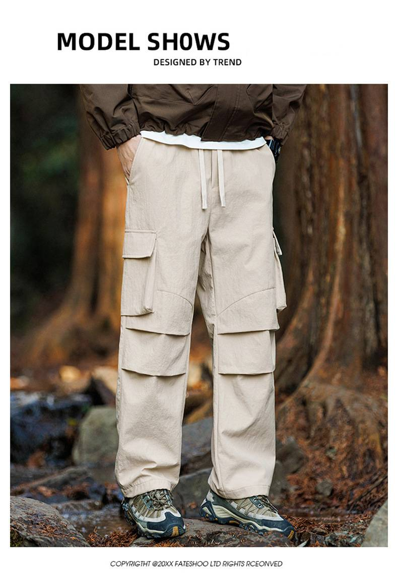 Men's Clothing Men's Japanese Style Cargo Pants - Waterproof, Windproof & Multi-Pocket Outdoor Hiking Pants (Black/Khaki/Grey, M-5XL)_voghion.com