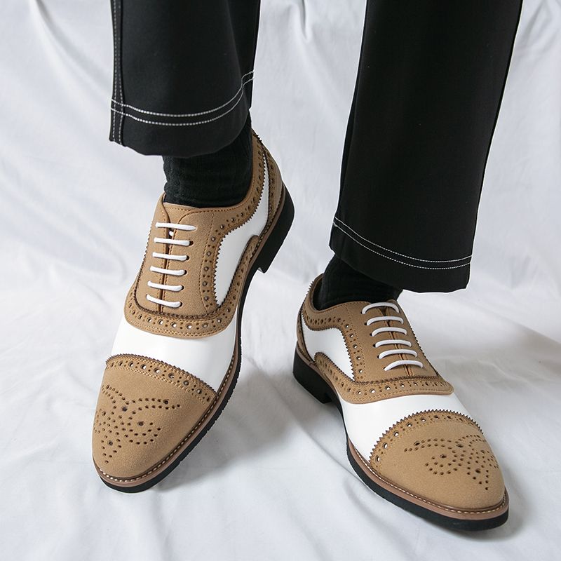 New Men's British Brown Business Derby Shoes Leather Lace-up Casual Office Black Men's Shoes Banquet Dress Wedding Oxford Shoes_voghion.com