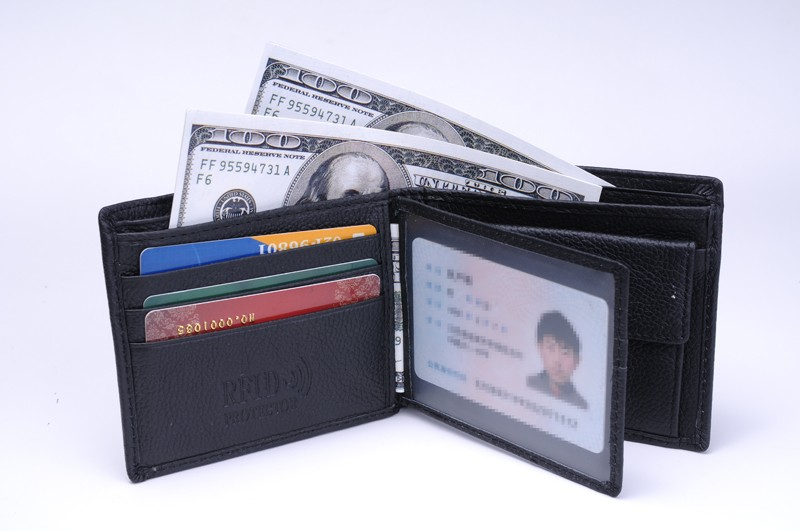 100% äkta läder herrplånbok nytt märkesväska för män svart brun bifold RFID-blockerande läderplånbok myntficka_voghion.com