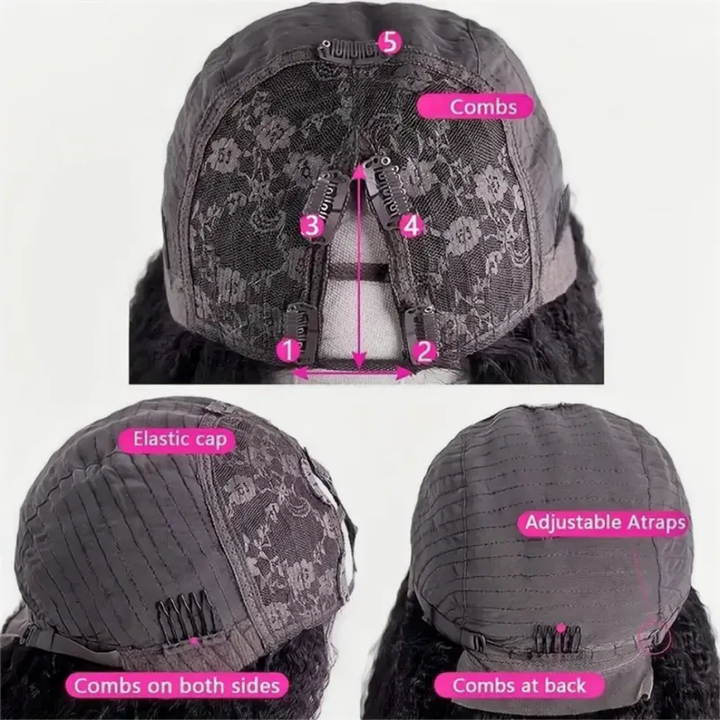 Pelucas de cabello humano Remy brasileño con ondas corporales en forma de V, hechas a máquina, con clip, de densidad 180, en color negro_voghion.com