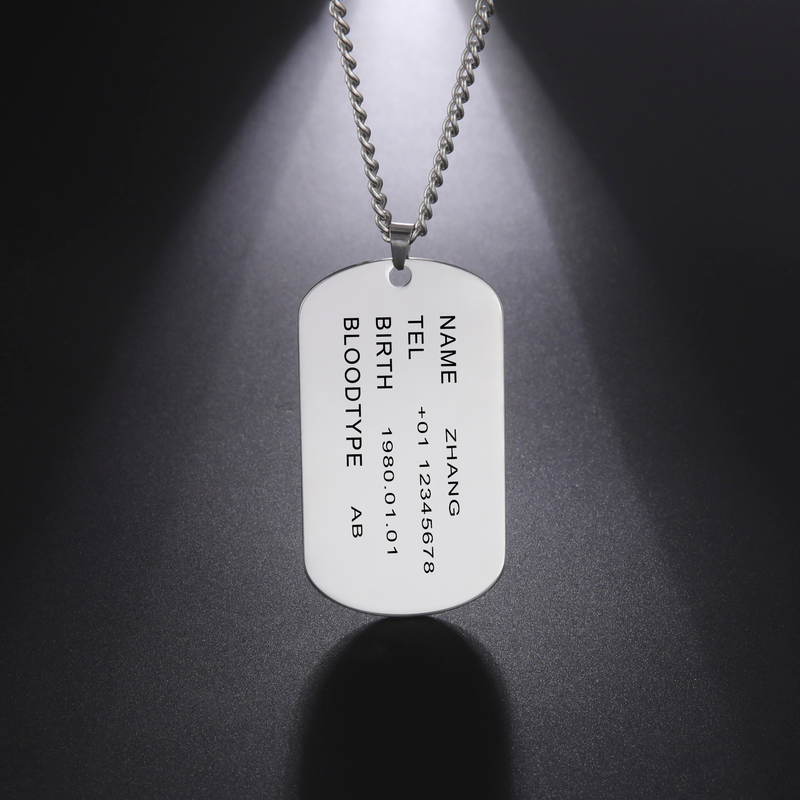 Hot Sales Military Army Tactical Personalized Bar US Dog Tag Necklace Soldier Name Chain Custom War Gift For Man Stainless Steel_voghion.com