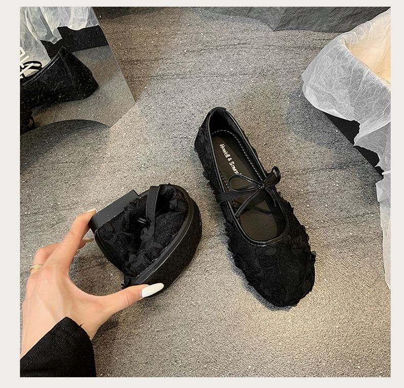 Scarpe singole in pizzo francese con rete, stile fata, delicate con gonna, suola morbida e morbida, scarpe Mary Jane traspiranti_voghion.com