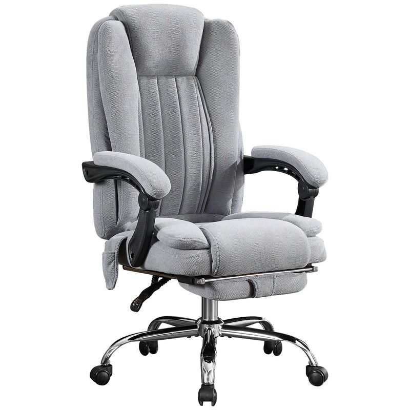 Massage Office Chair With Heat And 6 Vibration Points,Executive Office Chair With Foot Rest And Padded Armrests,Reclining Backrest And Wheels_voghion.com