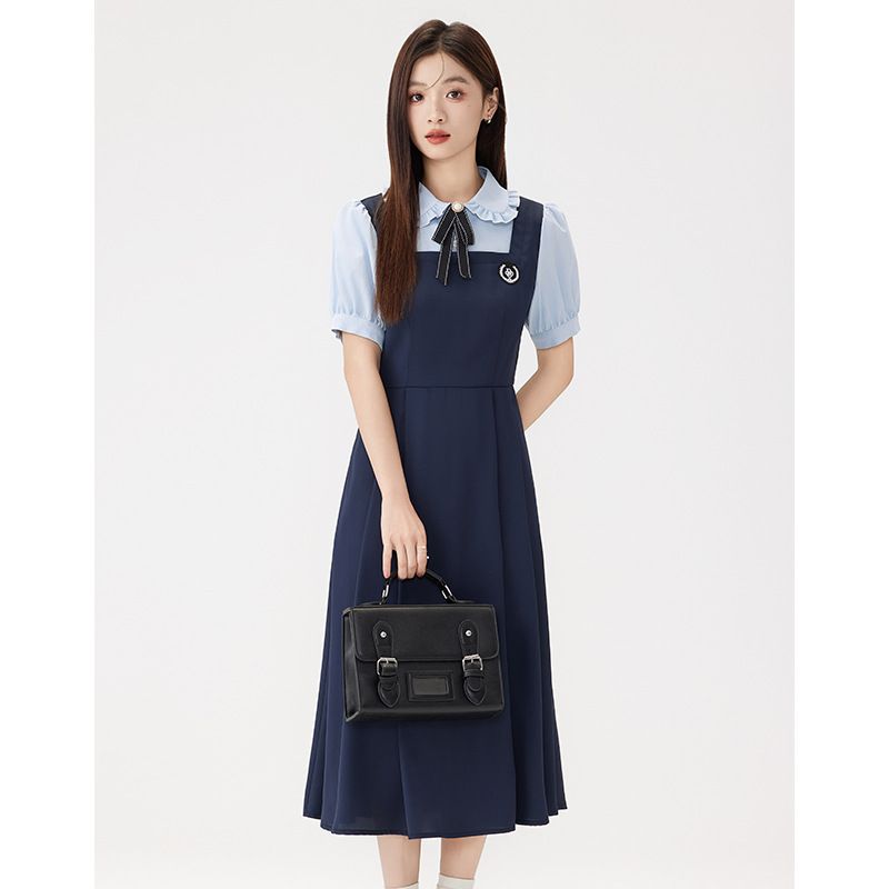 Uniforme étudiant d'été 2025, robe deux pièces à manches courtes de style artistique pour occasions formelles_voghion.com